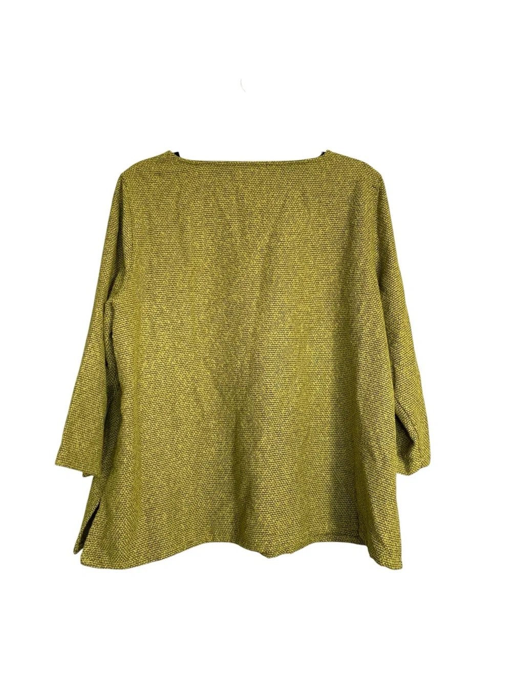 Ali Miles Textured Pocket Tunic Top Plus Size PL Green Black 3/4 Sleeve